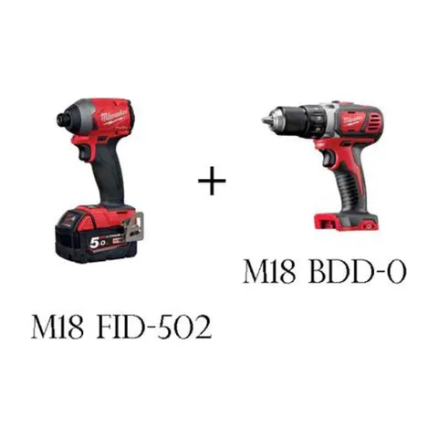 Milwaukee Udarni Odvijač 1/4” 18V M18 FID-502+ Bušilica-odvijač 18V M18 BDD-0, M18 FID-502 + M18 BDD-0