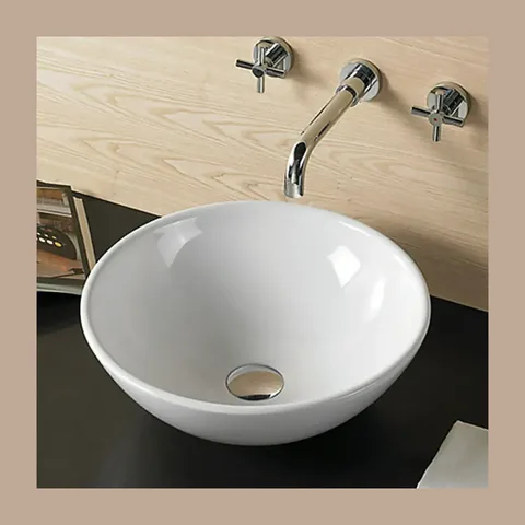 Rubicer okrugli nadgradni lavabo Ø42 cm beli sjaj (RS202)
