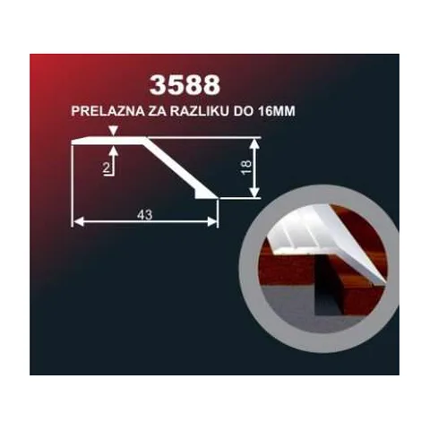 DOMIS 0.90M 3588 SREBRO ALUMINIUM PRELAZ 17MM