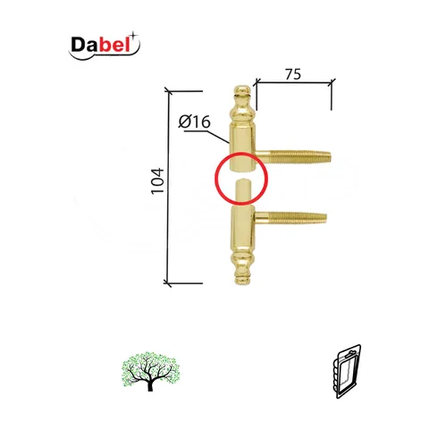 Šarka uvrtna za vrata SP190 fi16x104/47mm DP1 0102188