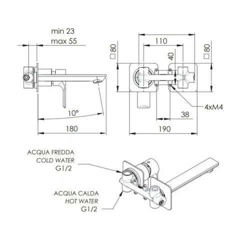 REMER ENERGY UGRADNA ZA LAVABO CRNA