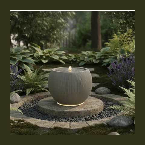 Baštenska plastična fontana LED 37 x 37 x 30 cm okrugla bež (FON5450)
