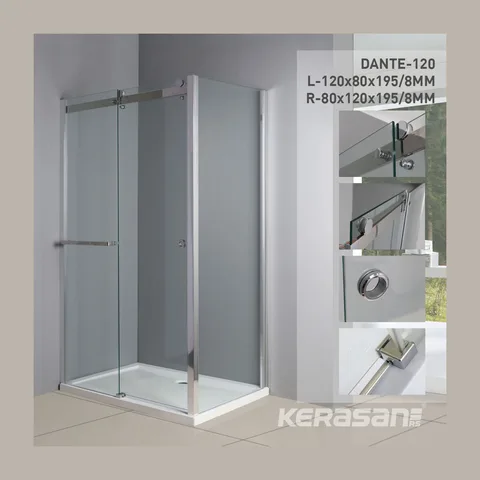Paravan pravougaoni DANTE-120L, 120x80x195cm / 8mm