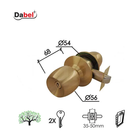 Brava za ulazna vrata ∅54×35-50mm (∅56×68) sa rozetom B3000 kugla/kugla 60mm Mat Ms 5pin cil. DBP0 (0106360)