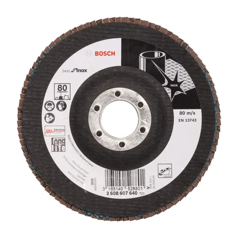 Bosch – Lamelni brusni disk izvijeni X581, Best for Inox Ø125 mm, G 80 – 2608607640