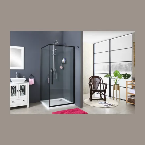 Kvadratni tuš paravan crni profili EXCLUSIVE-9090, 90x90x195