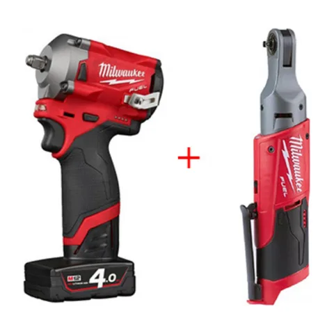 Milwaukee Udarni odvijač 1/2″ 12V M12 FIWF-422X + Ručica M12 FIR14-0 1/4” 12V, 4933464616+4933459795