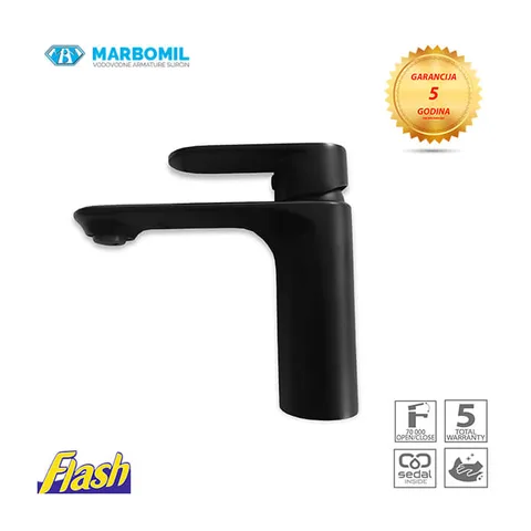 Jednoručna CRNA slavina za lavabo (2 cevi) – Marbomil – AFRO