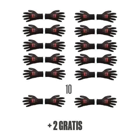 PAKOVANJE 12PAR - RUKAVICE,BUNTER,CRNE,XL