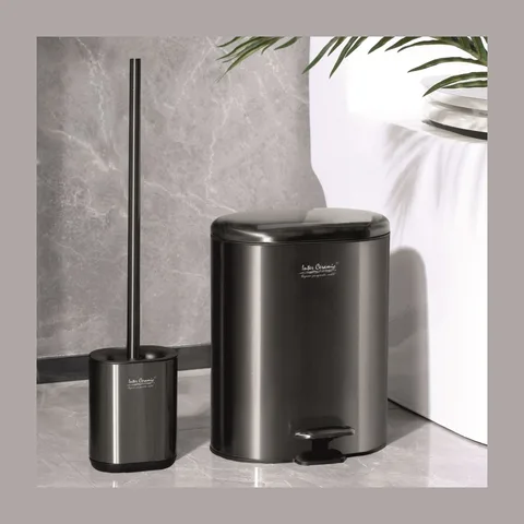 Fresh line set – ovalna kupatilska kanta 6L i WC četka, gun grey