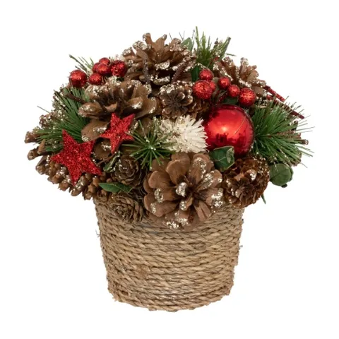 Novogodišnja dekoracija cveće u saksiji 19 cm natural (191355)