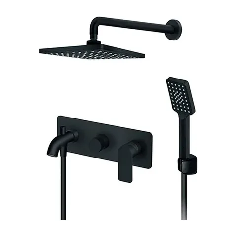 Rosan S.2 Black Uzidna baterija sa izlivom zidnim tušem 210*210mm i ručnim tušem 231705B