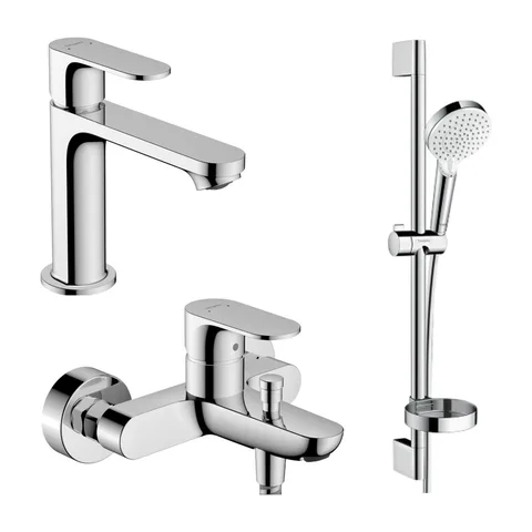Hansgrohe set Rebris S slavina za umivaonik 72517000; slavina za kadu 72440000 klizna sipka set 26553400