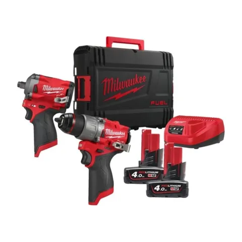 Milwaukee – Komplet aku alata M12 FPP2H2-402X, udarni odvijač, udarna bušilica, 2 x baterija 12 V, punjač – 4933492512