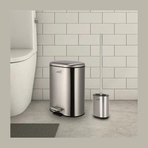 Fresh line set – ovalna kupatilska kanta 6L i WC četka, inox