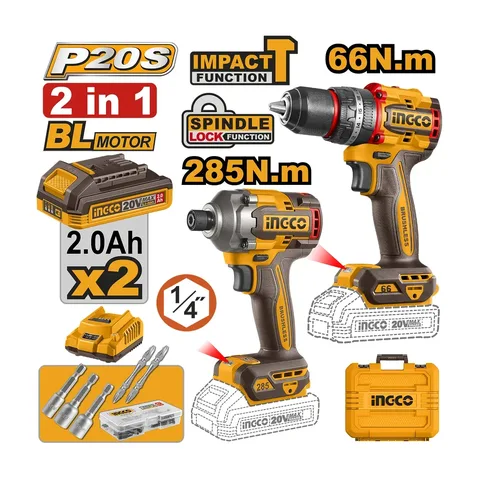 CKLI20277E AKU SET (BUŠ 66NM+UD.ODVIJAČ 285NM) SUPER INGCO