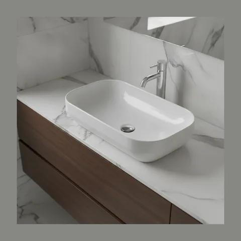 AXA Nadgradni četvrtasti Lavabo Decus 60×35 – Beli Sjaj