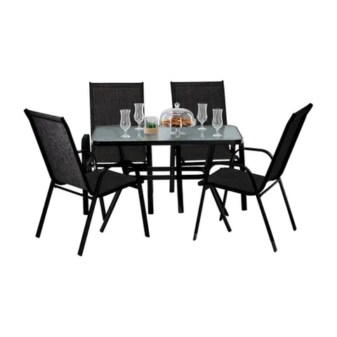 Baštenski set sto + 4 stolice crna (NEO9949KPLCZ)