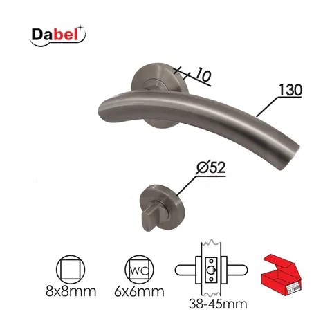 Kvaka rozeta za vrata PIROT Inox 8×8/fi 52mm WC 6x6mm Q 0101798