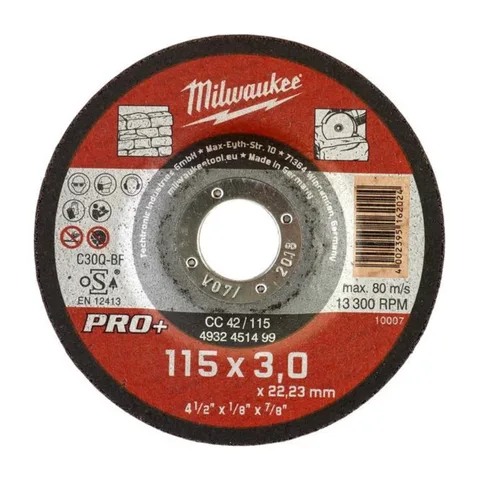 Milwaukee – Rezna ploča za sečenje kamena, 115 x 3 x 22,23 mm, Pro+ – 4932451499
