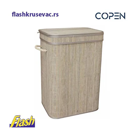 Korpa za veš od bambusa – COPEN – pravougaona (🔘 SIVA)