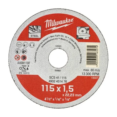 Milwaukee – Disk za sečenje metala, tanki, 115 x 1,5 x 22,2 mm, Contractor – 4932451476