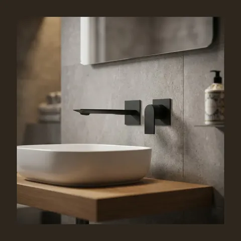 Teorema Slope maska za ugradnu slavinu za lavabo sa izlivom 190 mm i klik-klak ventilom – mat crna (9H316EBB)