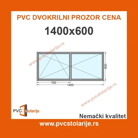 Dvokrilni prozor 140x60cm („Standard“)