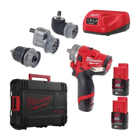 Milwaukee aku bušilica-odvijač 6u1 M12 FPDXKIT-202X, 12V/2Ah, 37Nm – 4933464138