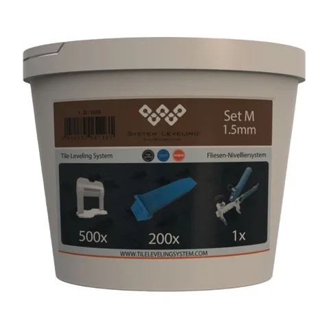 System Leveling Komplet za nivelaciju pločica 1,5mm(500 spona + 200 kajli + klešta)