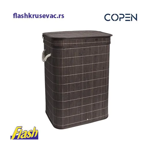 Korpa za veš od bambusa – COPEN – pravougaona (TAMNO BRAON)