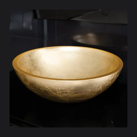 Rubicer Glass Gold okrugli nadgradni lavabo Ø40 cm od stakla (RLVGOLD40)