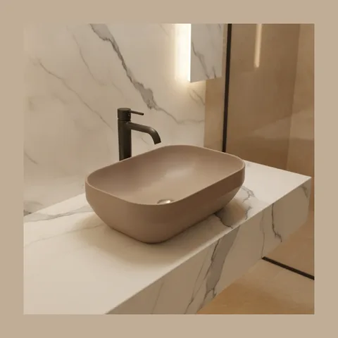 AXA Nadgradni četvrtasti Lavabo Decus 60×35 – Bež Mat