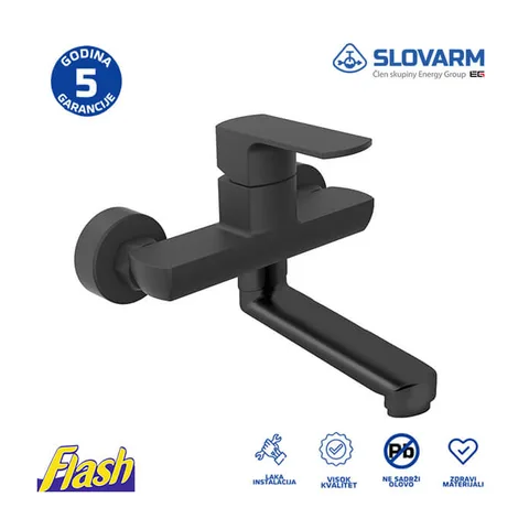 Slavina zidna CRNA INOX – Slovarm – NESEA 482283