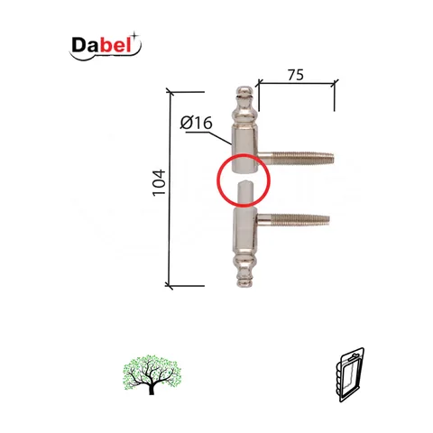 Šarka uvrtna za vrata SP190 Nikl fi16x104/47mm DP1 0102189