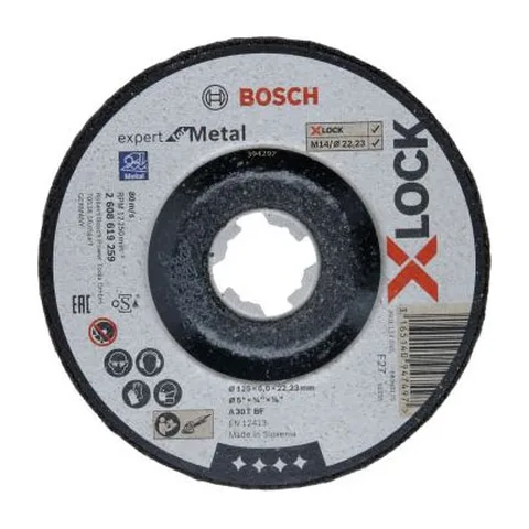 Bosch brusna ploča X-LOCK Expert for Metal 125x6x22,23 za uvučeno brušenje 2608619259