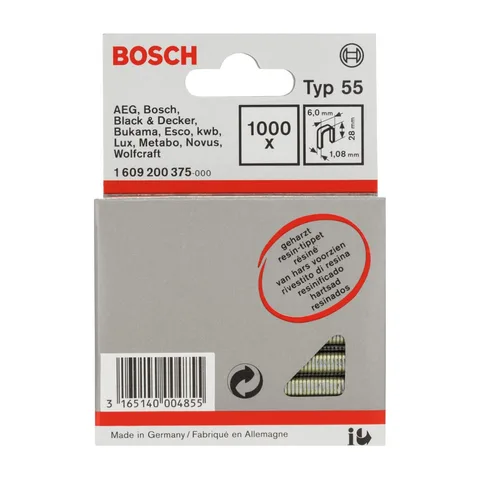 Bosch – Spajalica sa uskim leđima tip 55 obložena smolom 6 x 1,08 x 28 mm – 1609200375
