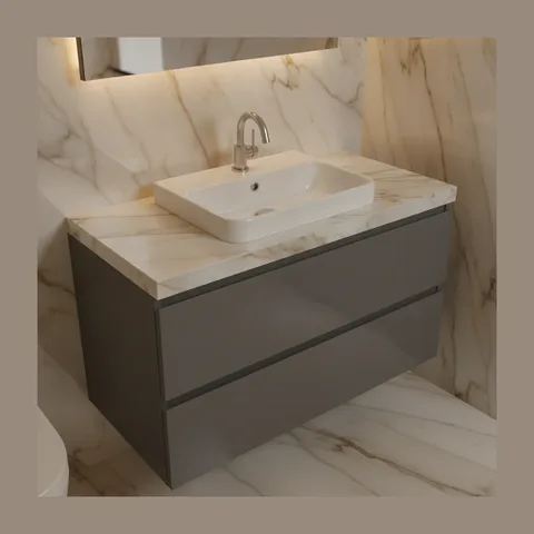 AXA Normal NET nadgradni i zidni lavabo 45 × 35 cm beli sjaj sa otvorom za slavinu (WS08801F)
