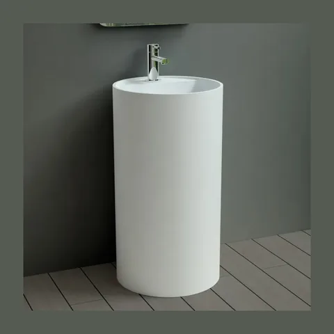 Rubicer cilindrični samostojeći lavabo Ø46 × 86 cm beli sjaj (RSPW58)