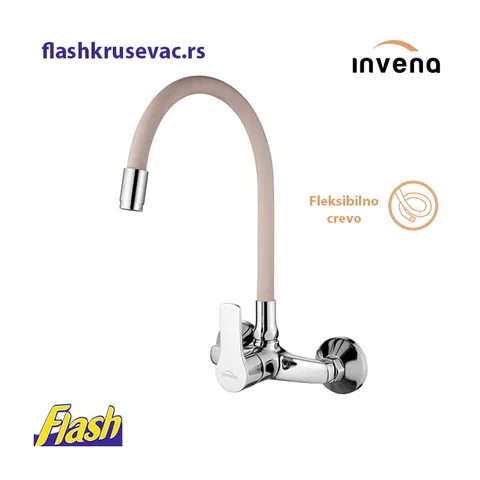 Zidna fleksibilna slavina za sudoperu – Invena Verso (🟠 BEŽ)