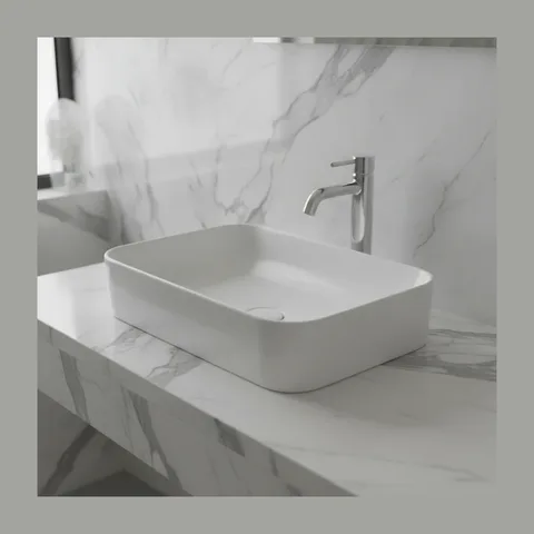 Peštan Fluenta Round pravougaoni nadgradni lavabo 61,5 × 36 cm beli (40008299)