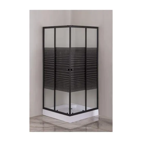 TUŠ PARAVAN 6MM BLACK SA CRNIM LINIJAMA (90X90)