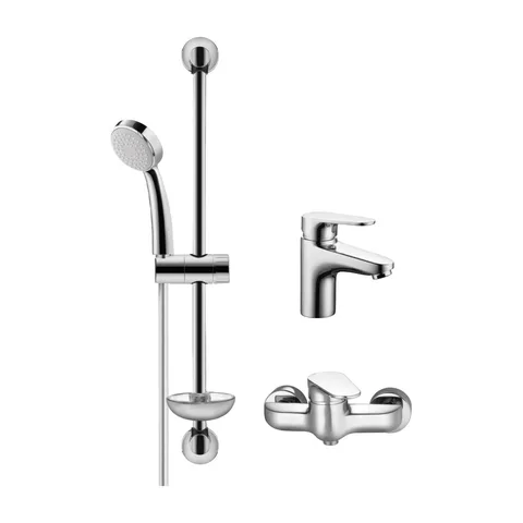 HERZ INFINITY – Set (Baterije Za Tuš Kadu I Lavabo, Podsklop Sifona, Klizna Šipka Sa Ručicom Tuša I Crevom)