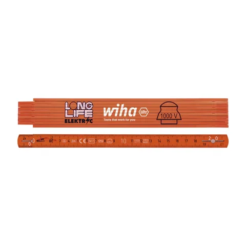 Wiha VDE izolovani sklopivi metar LongLife®, 2 m metrički, 10 segmenata, narandžasta – W 42068