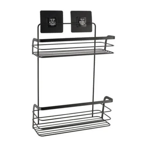 polica zidna TENDANCE 3M 26.4*11*39.5cm samolepljiva zicana dvostruka metal crna 91020108