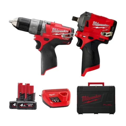 Milwaukee – Set akumulatorska alata, aku bušilica 12V M12 FPD, udarni odvijač M12 FIWF12, 2x4Ah + punjač u koferu – AKCIJSKI SET 3