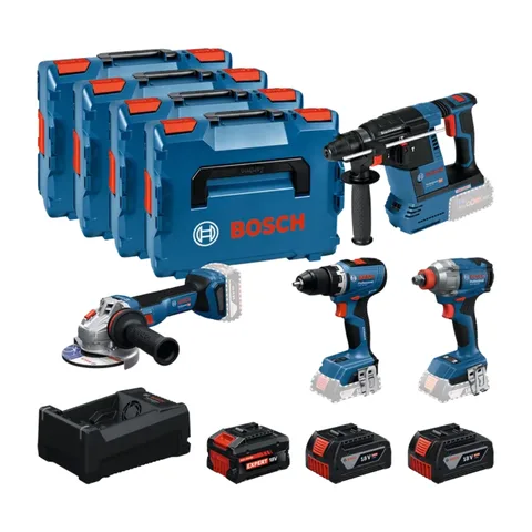 Bosch – Aku set od 4 18V mašine GSR 18V-65 + GDX 18V-285 + GBH 18V-26 + GWS 18V-11 – 0615A500BJ