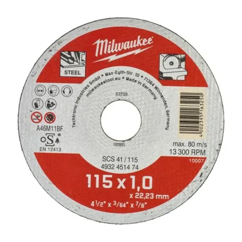 Milwaukee – Set disk za sečenje metala, tanki, 115 x 1 x 22,2 mm, Contractor – 4932451475