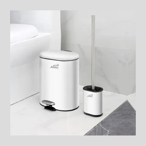Fresh line set – ovalna kupatilska kanta 6L i WC četka, bela