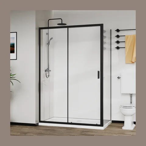 Pravougaoni tuš paravan crni profili EXCLUSIVE-12080, 120x80x200